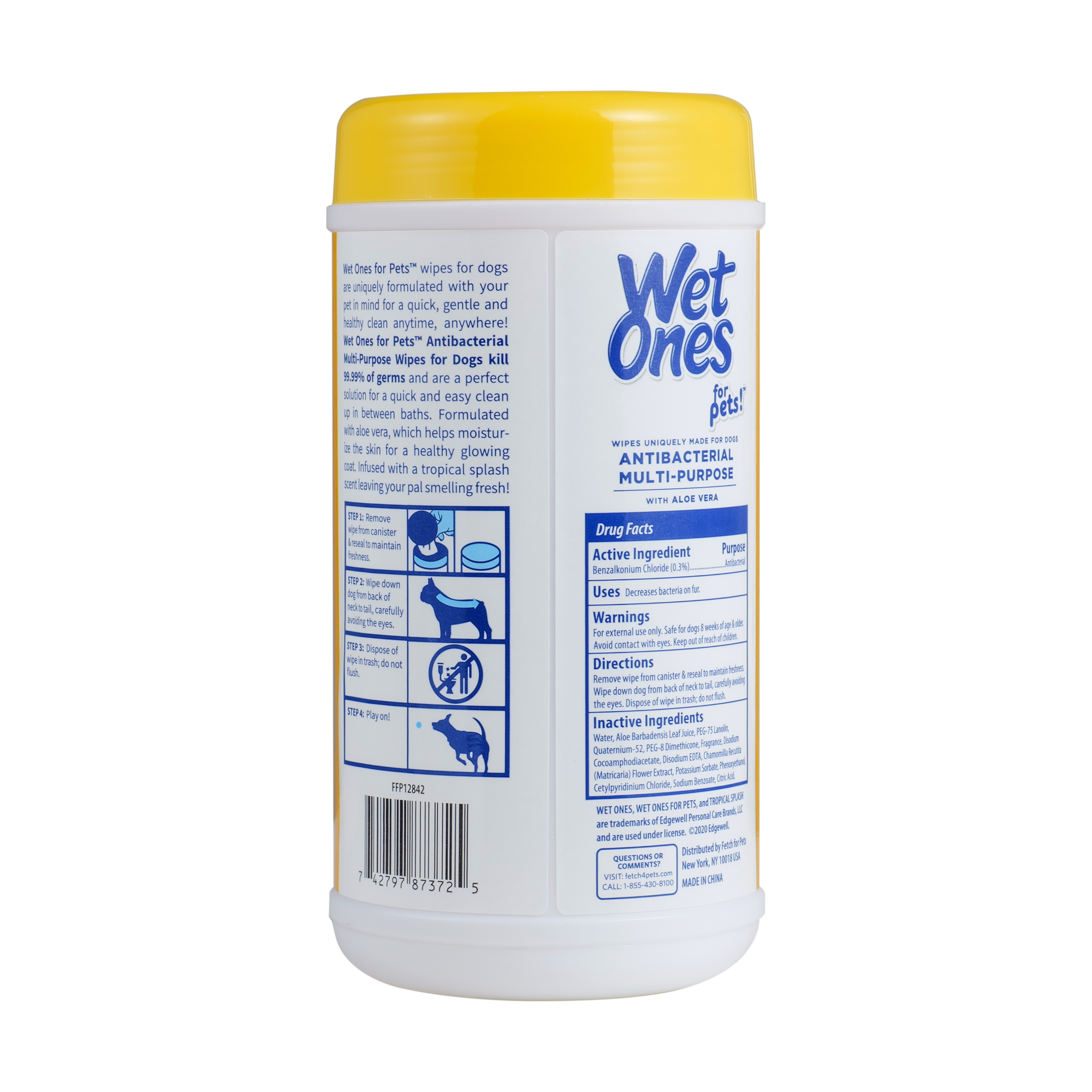 Wet Ones for Pets Antibacterial MultiPurpose Dog Wipes With Aloe Vera
